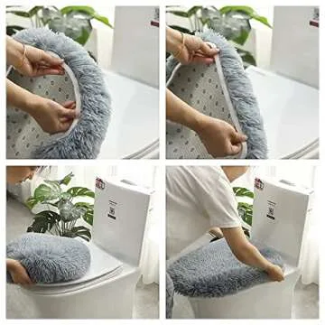 BXEBUI Non-Slip Microfiber Bathroom Rug Set - 3 Pcs