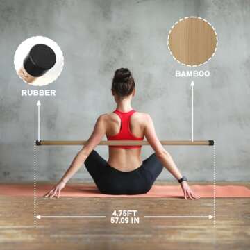 RitFit 5ft Bamboo Yoga Stick for Premium Stretching