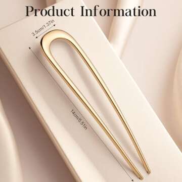 Elegant 2PCS Fosvrde U-Shaped Hair Pins for Women