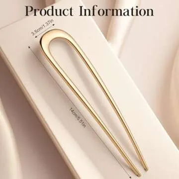 Elegant 2PCS Fosvrde U-Shaped Hair Pins for Women