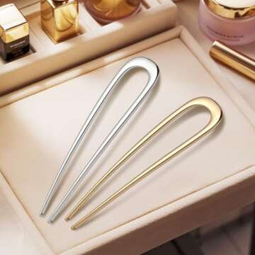 Elegant 2PCS Fosvrde U-Shaped Hair Pins for Women
