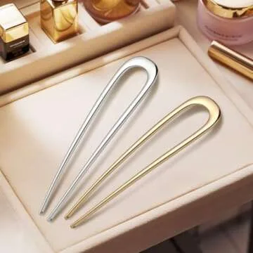Elegant 2PCS Fosvrde U-Shaped Hair Pins for Women