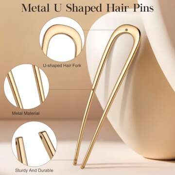 Elegant 2PCS Fosvrde U-Shaped Hair Pins for Women