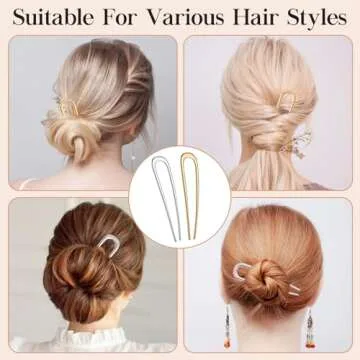 Elegant 2PCS Fosvrde U-Shaped Hair Pins for Women