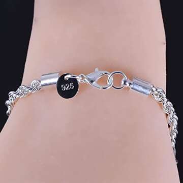 Elegant 925 Silver Twist Bangle Bracelet for Women