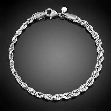 Elegant 925 Silver Twist Bangle Bracelet for Women