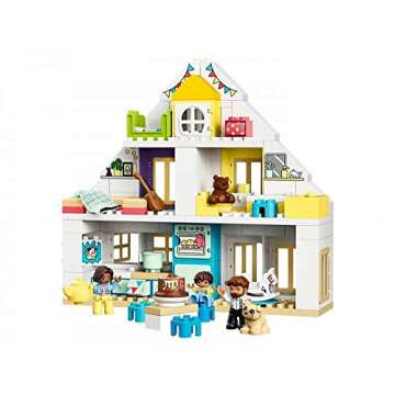 LEGO DUPLO Town Modular Playhouse 10929 Dollhouse with Furniture and a Family, Great Educational Toy for Toddlers (130 Pieces), Multicolor