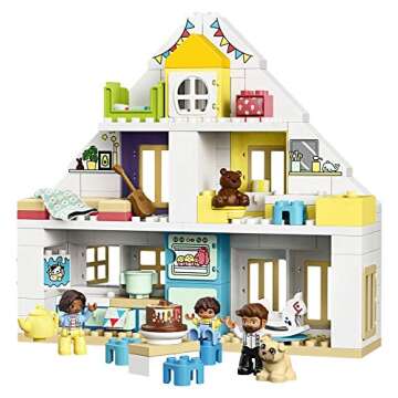 LEGO DUPLO Town Modular Playhouse 10929 Dollhouse with Furniture and a Family, Great Educational Toy for Toddlers (130 Pieces), Multicolor