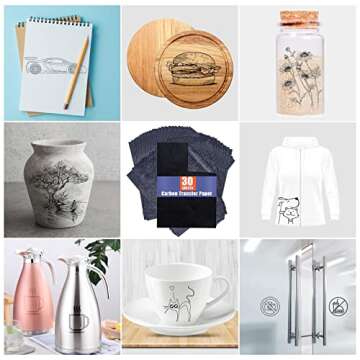 Carbon Paper for Tracing Graphite Transfer-Paper - PSLER 30 Pcs Black Graphite Paper for Tracing Drawing Patterns on Wood Projects Canvas Fabric Artist Lettering Sketch Drawing A4 8.27 X 11.81 Inch