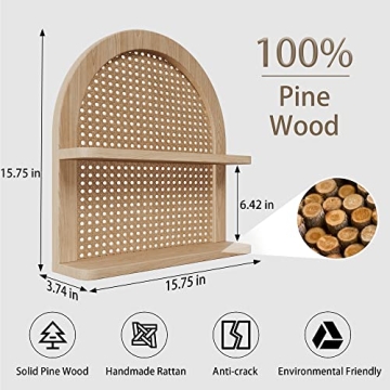 Stylish 2 Tier Rattan Wall Shelf for Home Decor