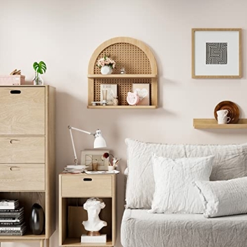 Stylish 2 Tier Rattan Wall Shelf for Home Decor