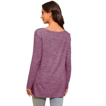 Smallshow Women's Maternity Shirts Side Split Long Sleeve Pregnancy Tops Clothes Medium Maroon