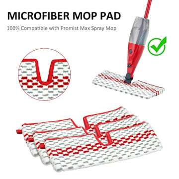 Microfiber Spray Mop Pads Compatible with Promist MAX Reusable Spray Mop Refills for Ocedar ProMist Dust Mop,Dual-Action Washable Flip Mop Pads Replacement for Dry Wet Floor Cleaning,3 Packs