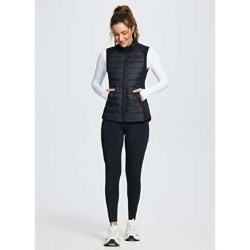BALEAF Women's Lightweight Warm Puffer Vest Running Winter Hybrid Sleeveless Quilted Water Resistant Jacket Black S