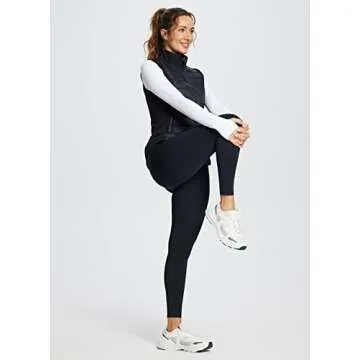 BALEAF Women's Lightweight Warm Puffer Vest Running Winter Hybrid Sleeveless Quilted Water Resistant Jacket Black S
