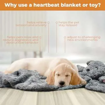 Heartbeat Toy Heartbeat Blanket for Dog Anxiety Relief, Heartbeat Stuffed Animal for Puppy Calming A...