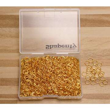 Shapenty 1000PCS Gold Plated Iron Open Jump Rings Connectors Bulk for DIY Craft Earring Necklace Bra...
