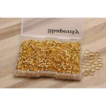 Shapenty 1000PCS Gold Plated Iron Open Jump Rings Connectors Bulk for DIY Craft Earring Necklace Bracelet Pendant Choker Jewelry Making Findings and Key Ring Chain Accessories (Gold, 6mm)