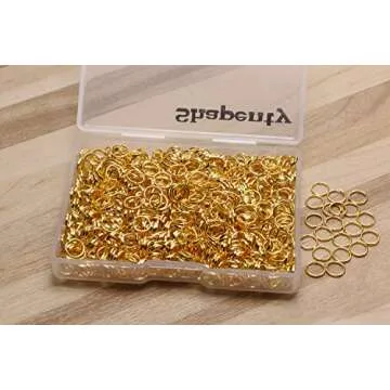 Shapenty 1000PCS Gold Plated Iron Open Jump Rings Connectors Bulk for DIY Craft Earring Necklace Bracelet Pendant Choker Jewelry Making Findings and Key Ring Chain Accessories (Gold, 6mm)