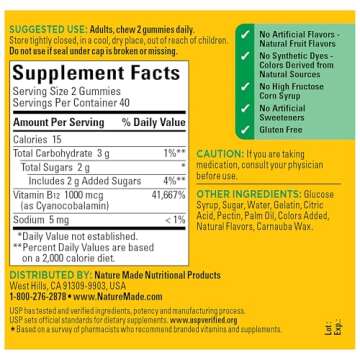 Nature Made Energy B12 Gummies, 1000 mcg for Energy Support