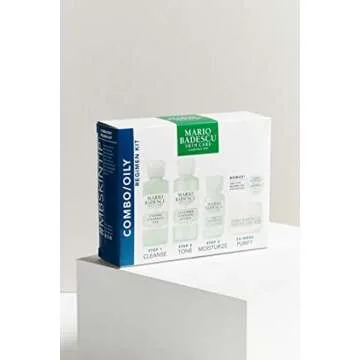 Mario Badescu Combo/Oily Regimen 5 Piece Kit, Skincare Gift Set Includes Enzyme Cleansing Gel, Cucumber Cleansing Lotion, SPF 15 Aloe Moisturizer, Flower & Tonic Mask and Seaweed Night Cream