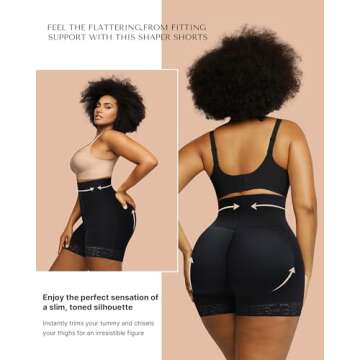 SHAPELLX Faja Shorts Shaper Shorts High Waisted Butt Enhancer Tummy Control Butt Lifting Shapewear F...