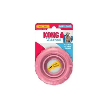 KONG Puppy Tires - Dog Chew Toy for Puppies - Stuffable Dog Toy for Treats & Snacks - Natural Rubber...