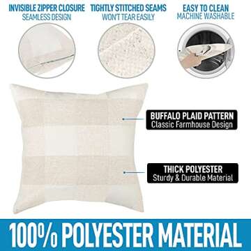 Zulay Home Pack of 2 Buffalo Plaid Throw Pillow Covers - Farmhouse Porch Pillows Outdoor & Indoor Co...