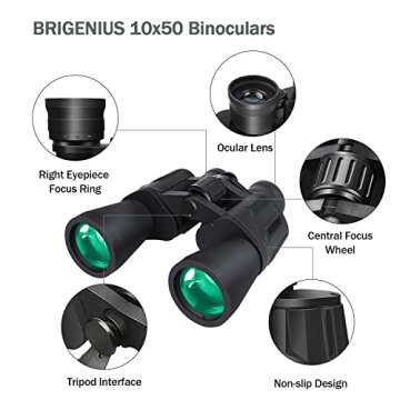 10x50 Binoculars - Powerful, Clear, and Durable for Outdoor Fun