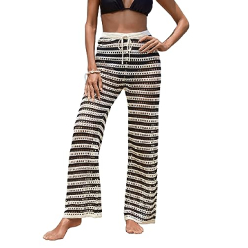 MakeMeChic Women's Crochet Cover Up Pants - Stylish Beachwear for All