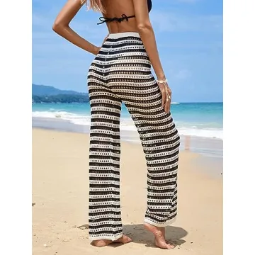MakeMeChic Crochet Wide Leg Beach Cover Up Pants Stylish & Comfortable