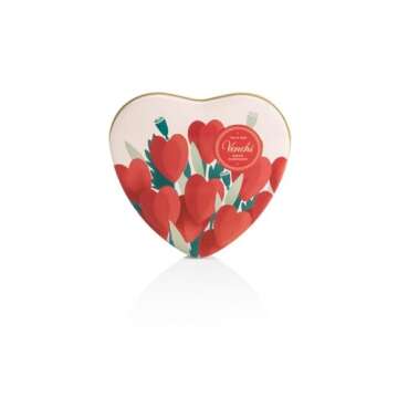 Venchi - Large Floral Heart-Shaped Tin with Milk and 75% Extra-Dark Chocolates, 5.29 oz - Gift Idea - Gluten Free