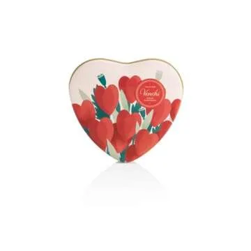 Venchi - Large Floral Heart-Shaped Tin with Milk and 75% Extra-Dark Chocolates, 5.29 oz - Gift Idea - Gluten Free
