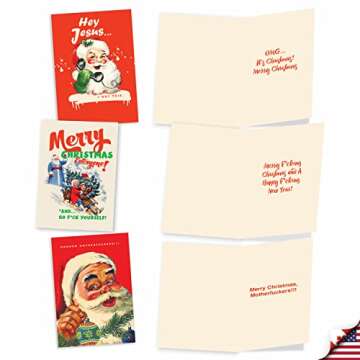 NobleWorks 10 Assorted Box Set Humorous Christmas Greeting Cards w/5 x 7 Inch Envelopes (10 Designs, 1 Each) Very Merry O+D AC6712XSG-B1x10