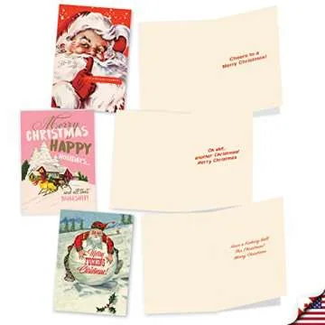 NobleWorks 10 Assorted Box Set Humorous Christmas Greeting Cards w/5 x 7 Inch Envelopes (10 Designs, 1 Each) Very Merry O+D AC6712XSG-B1x10