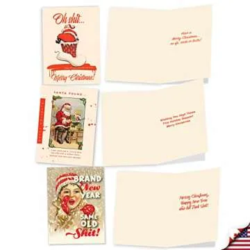 NobleWorks 10 Assorted Box Set Humorous Christmas Greeting Cards w/5 x 7 Inch Envelopes (10 Designs, 1 Each) Very Merry O+D AC6712XSG-B1x10