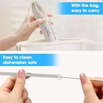 MUTNITT 20-Pc Stainless Steel Straws Set with Silicone Tips