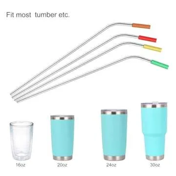 MUTNITT 20-Pc Stainless Steel Straws Set with Silicone Tips