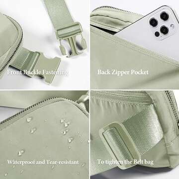 ODODOS Unisex Mini Belt Bag with Adjustable Strap Small Fanny Pack for Workout Running Traveling Hiking, Desert Sage