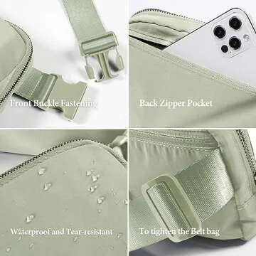 ODODOS Unisex Mini Belt Bag with Adjustable Strap Small Fanny Pack for Workout Running Traveling Hiking, Desert Sage