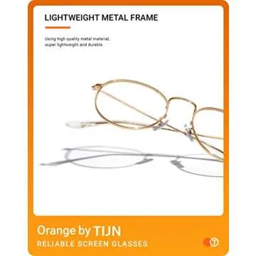 TIJN Round Blue Light Glasses for Men Women,Metal Frame Bluelight Blocking Eyeglasses for Computer/TV/Screen Chic(Gold Color)