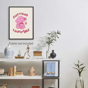 Lmuwecno Pink Dog Positive Affirmations Quote Wall Art Motivational Cute Animal Posters Everything Is Figureoutable Prints Kids Bedroom Wall Decor 08x10 inch Unframed