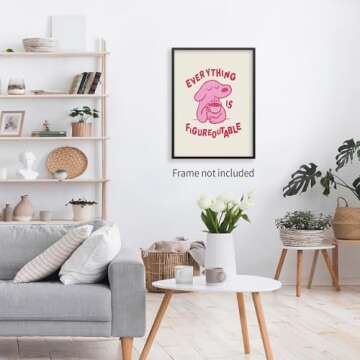 Lmuwecno Pink Dog Positive Affirmations Quote Wall Art Motivational Cute Animal Posters Everything Is Figureoutable Prints Kids Bedroom Wall Decor 08x10 inch Unframed