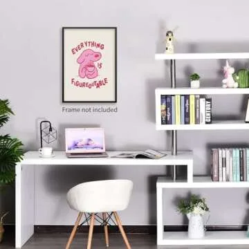 Lmuwecno Pink Dog Positive Affirmations Quote Wall Art Motivational Cute Animal Posters Everything Is Figureoutable Prints Kids Bedroom Wall Decor 08x10 inch Unframed