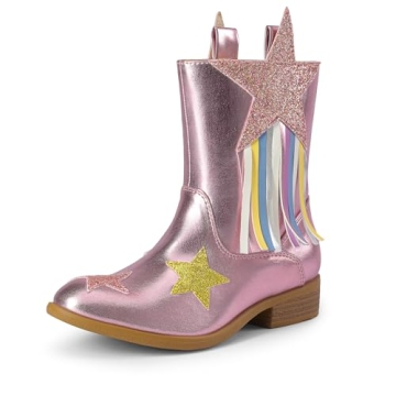 DREAM PAIRS Girls Cowgirl Cowboy Western Mid Calf Tassel Boots - Size 13 Little Kid - Pink - SDBO240...