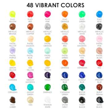 Grabie Acrylic Paint Set - 48 Vibrant Colors with Art Tools