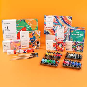 Grabie Acrylic Paint Set - 48 Vibrant Colors with Art Tools