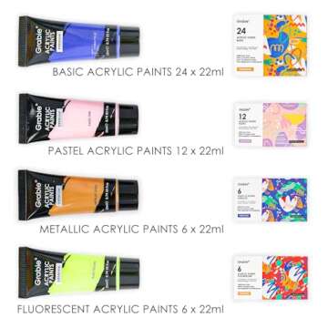 Grabie Acrylic Paint Set - 48 Vibrant Colors with Art Tools