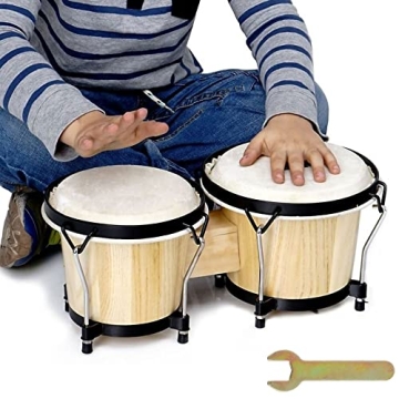 Bongo Drums 2 Set 6" and 7" Drum Set Bongos for Adults, Musical Latin Percussion Instruments Traditi...