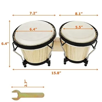 Bongo Drums 6" and 7" Set for All Ages - Perfect Gift!